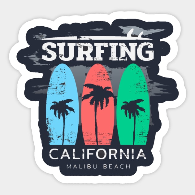 Surfing California Sticker by FunnyHedgehog